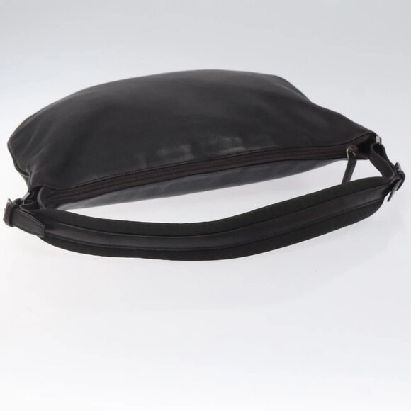 GUCCI Shoulder Bag Leather Brown Silver